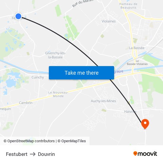 Festubert to Douvrin map
