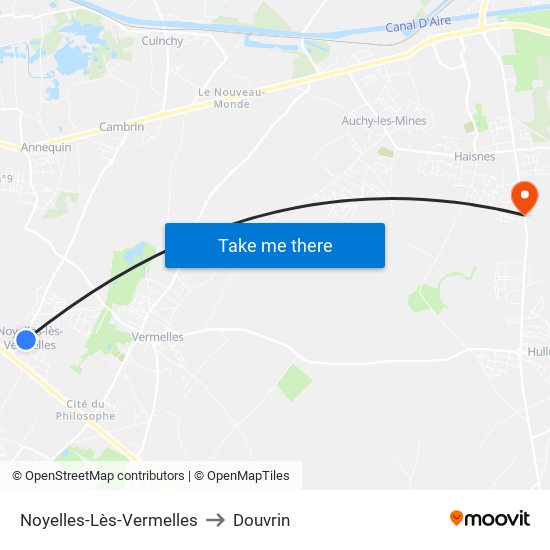 Noyelles-Lès-Vermelles to Douvrin map