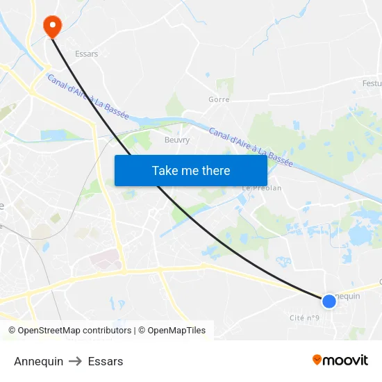 Annequin to Essars map