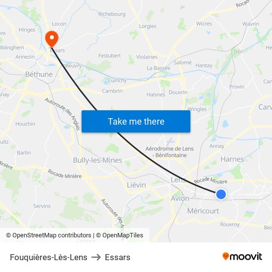 Fouquières-Lès-Lens to Essars map