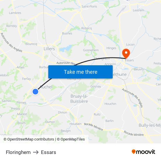 Floringhem to Essars map
