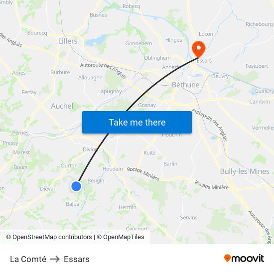 La Comté to Essars map