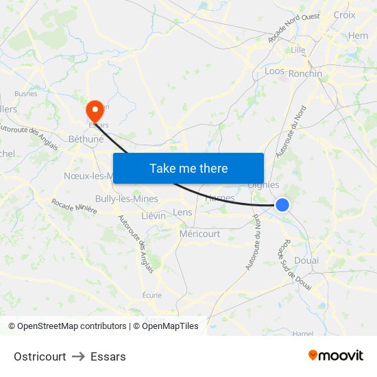 Ostricourt to Essars map
