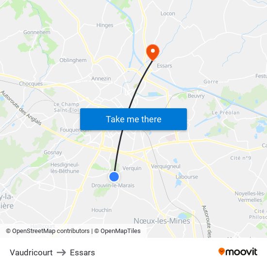 Vaudricourt to Essars map