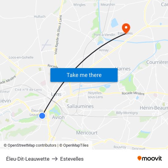 Éleu-Dit-Leauwette to Estevelles map
