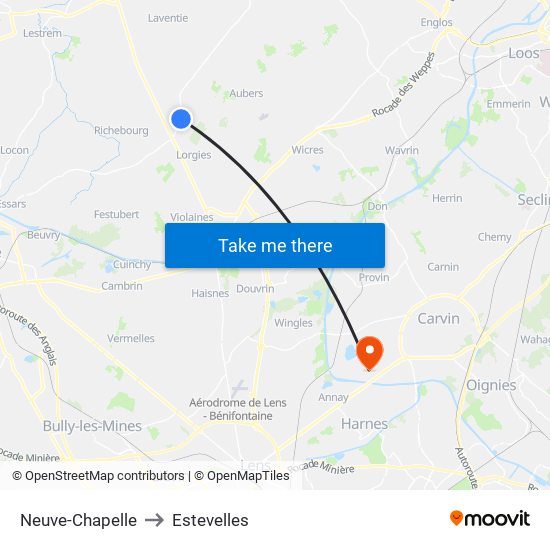 Neuve-Chapelle to Estevelles map