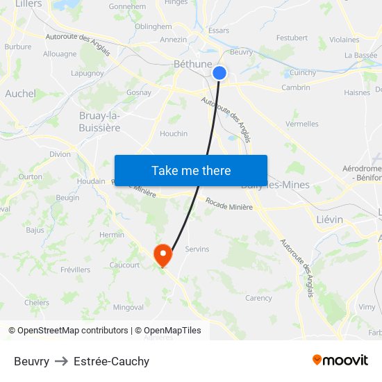 Beuvry to Estrée-Cauchy map