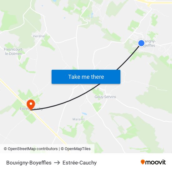 Bouvigny-Boyeffles to Estrée-Cauchy map