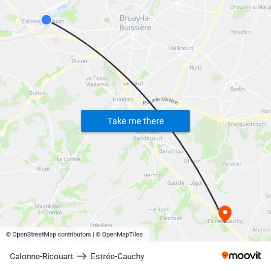 Calonne-Ricouart to Estrée-Cauchy map