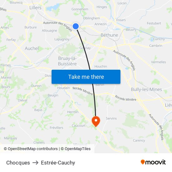 Chocques to Estrée-Cauchy map