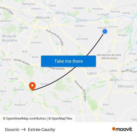 Douvrin to Estrée-Cauchy map