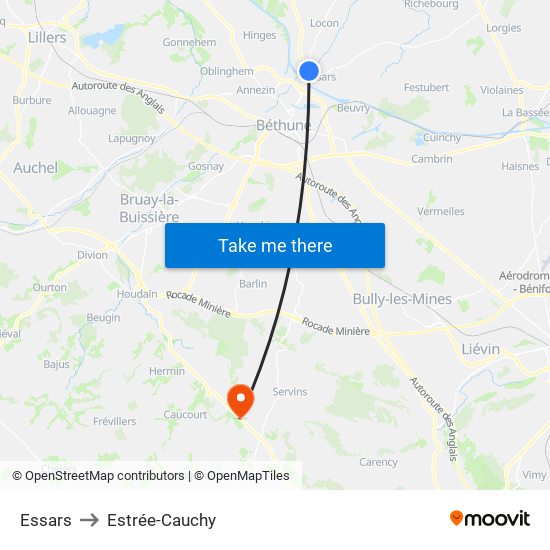 Essars to Estrée-Cauchy map