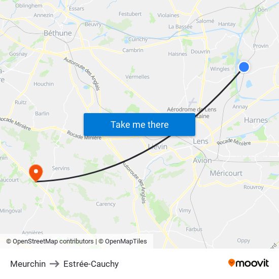 Meurchin to Estrée-Cauchy map