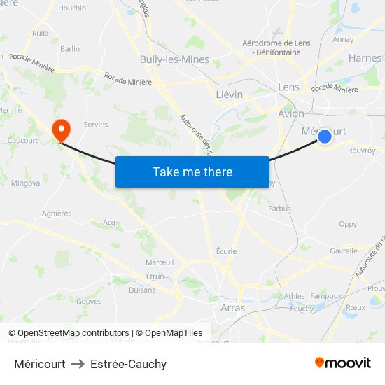 Méricourt to Estrée-Cauchy map