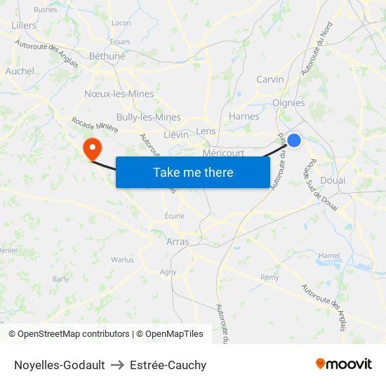 Noyelles-Godault to Estrée-Cauchy map