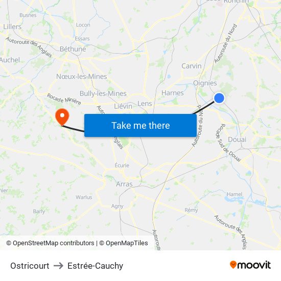 Ostricourt to Estrée-Cauchy map