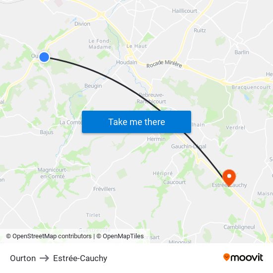 Ourton to Estrée-Cauchy map