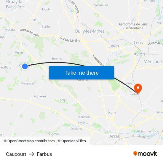 Caucourt to Farbus map