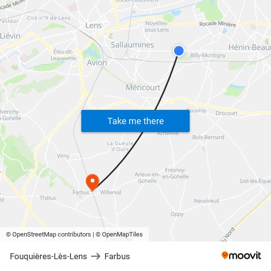 Fouquières-Lès-Lens to Farbus map