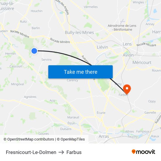 Fresnicourt-Le-Dolmen to Farbus map