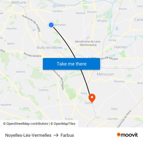 Noyelles-Lès-Vermelles to Farbus map