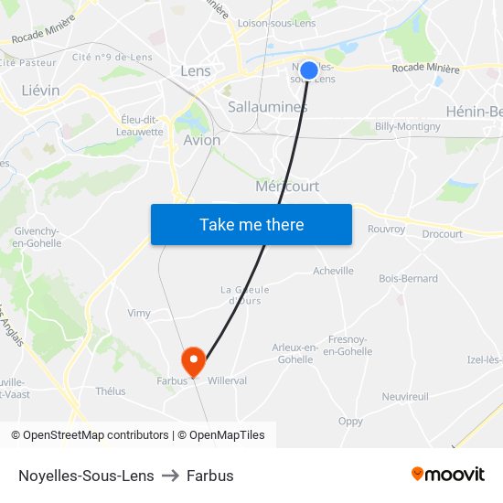 Noyelles-Sous-Lens to Farbus map