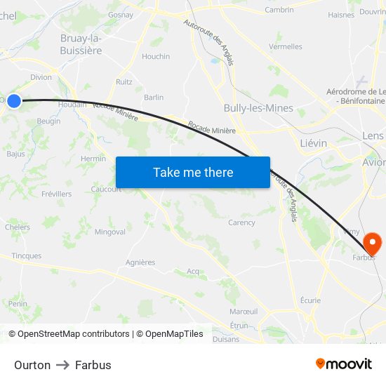 Ourton to Farbus map