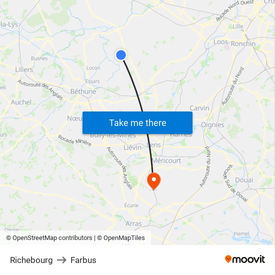 Richebourg to Farbus map