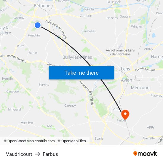 Vaudricourt to Farbus map