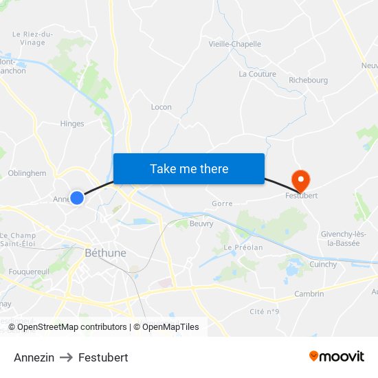 Annezin to Festubert map