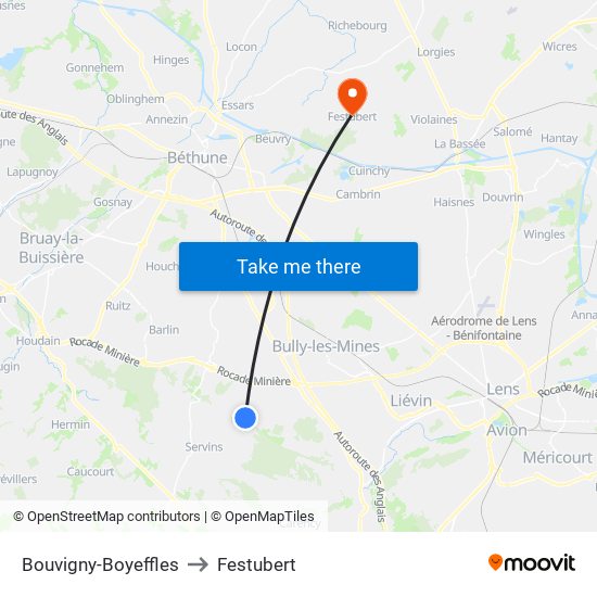 Bouvigny-Boyeffles to Festubert map