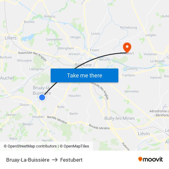 Bruay-La-Buissière to Festubert map