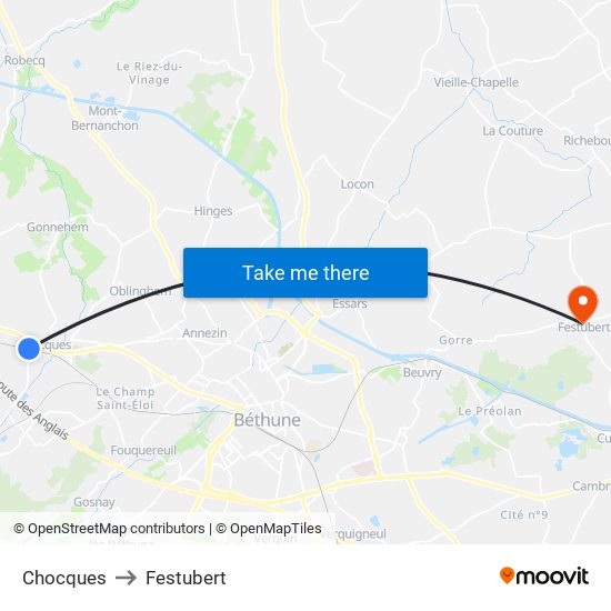 Chocques to Festubert map