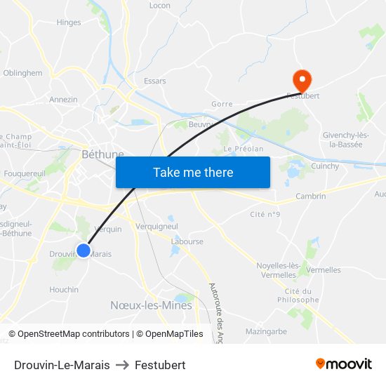 Drouvin-Le-Marais to Festubert map