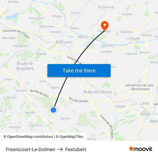 Fresnicourt-Le-Dolmen to Festubert map