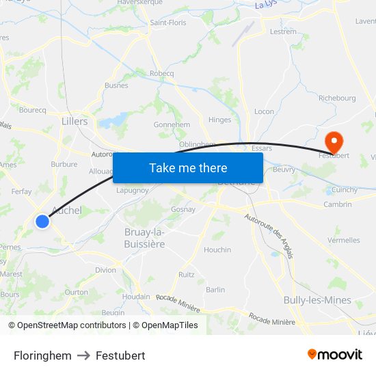 Floringhem to Festubert map