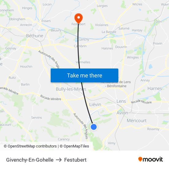 Givenchy-En-Gohelle to Festubert map
