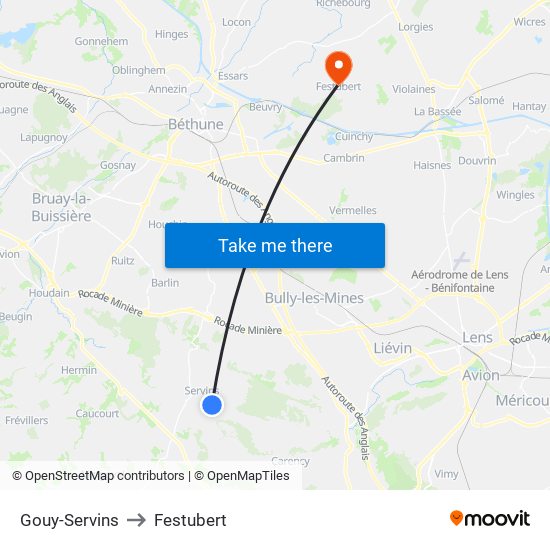 Gouy-Servins to Festubert map