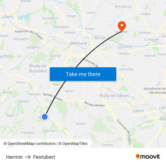 Hermin to Festubert map