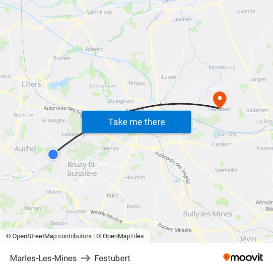 Marles-Les-Mines to Festubert map