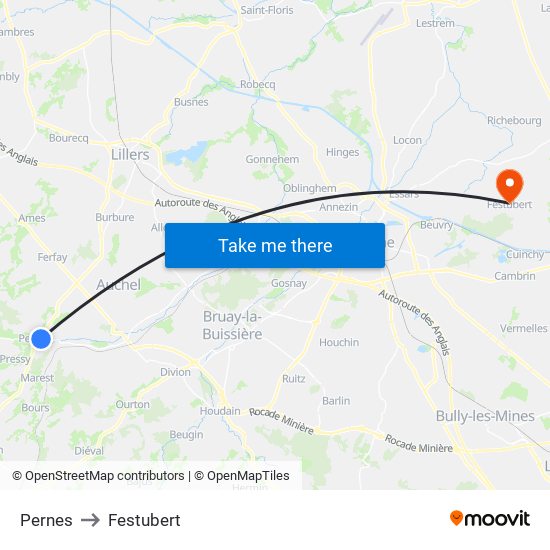Pernes to Festubert map