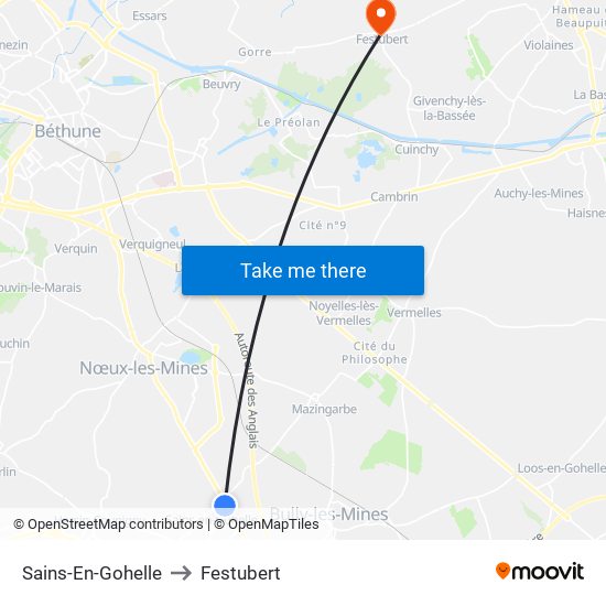 Sains-En-Gohelle to Festubert map