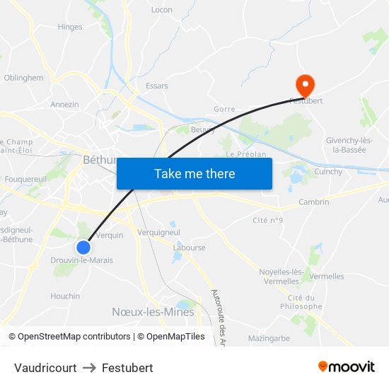 Vaudricourt to Festubert map