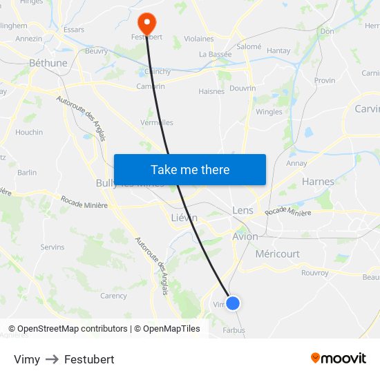 Vimy to Festubert map