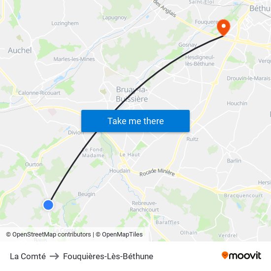 La Comté to Fouquières-Lès-Béthune map