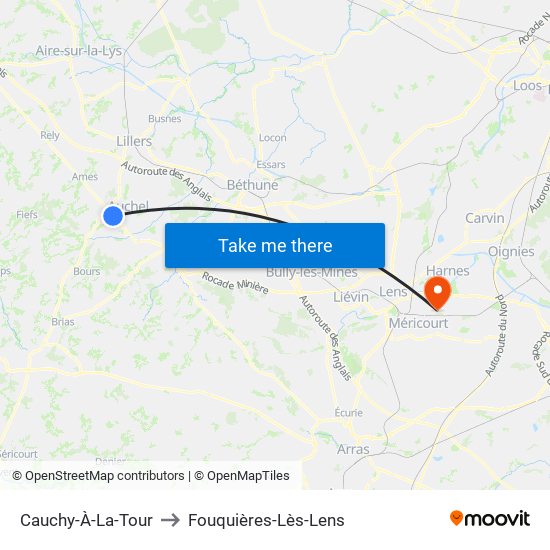 Cauchy-À-La-Tour to Fouquières-Lès-Lens map