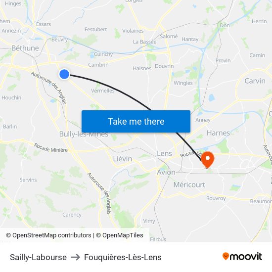 Sailly-Labourse to Fouquières-Lès-Lens map