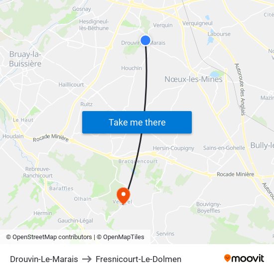 Drouvin-Le-Marais to Fresnicourt-Le-Dolmen map