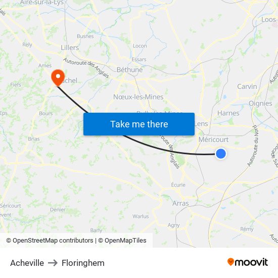 Acheville to Floringhem map