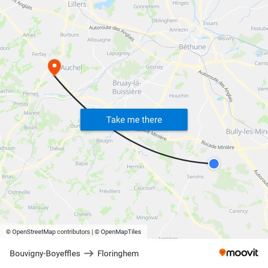 Bouvigny-Boyeffles to Floringhem map